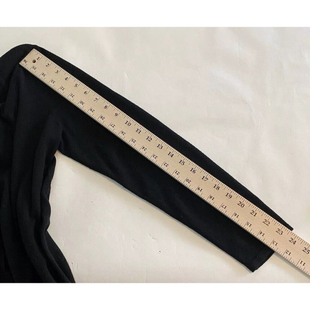 J Jill Wool Blend 3 Button Cardigan Sweater Sz M Black Knit Quiet Luxury V Neck - Picture 9 of 11